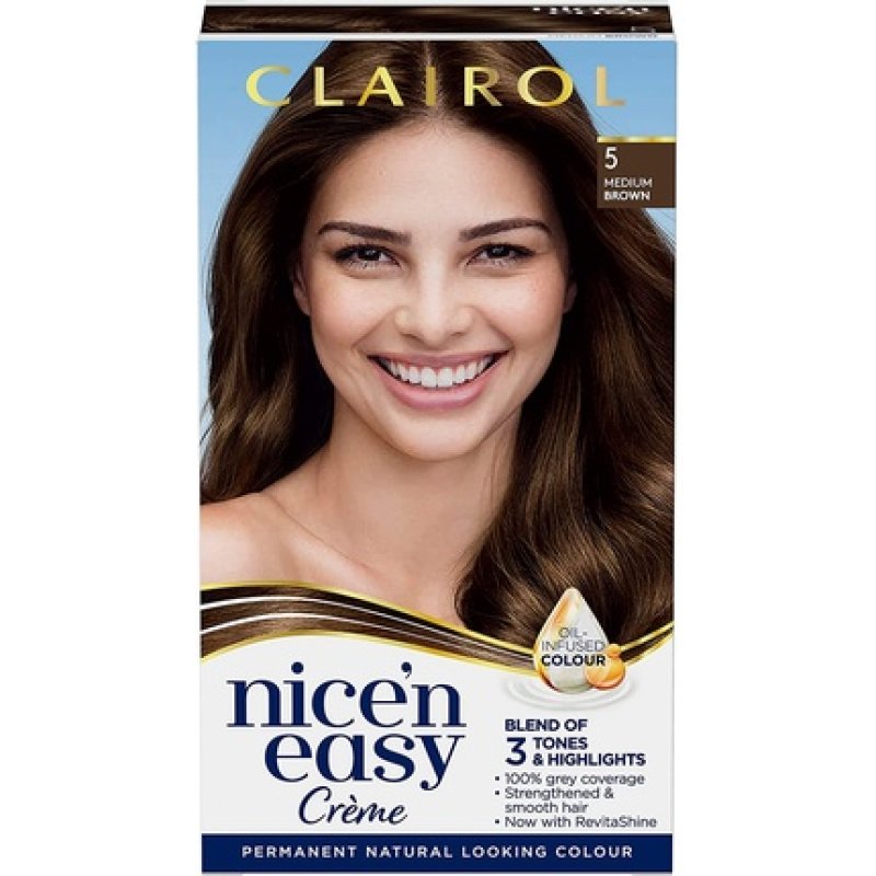 Clairol Nice'n Easy Crème Natural Looking Oil Infused Permanent Hair Dye 5 Medium Brown