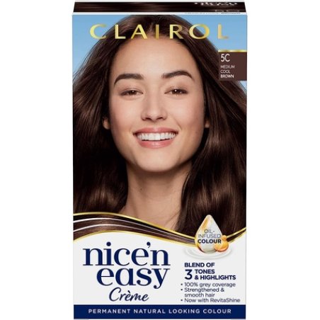 Clairol Nice'n Easy Crème Natural Looking Oil Infused Permanent Hair Dye 5C Medium Cool Brown