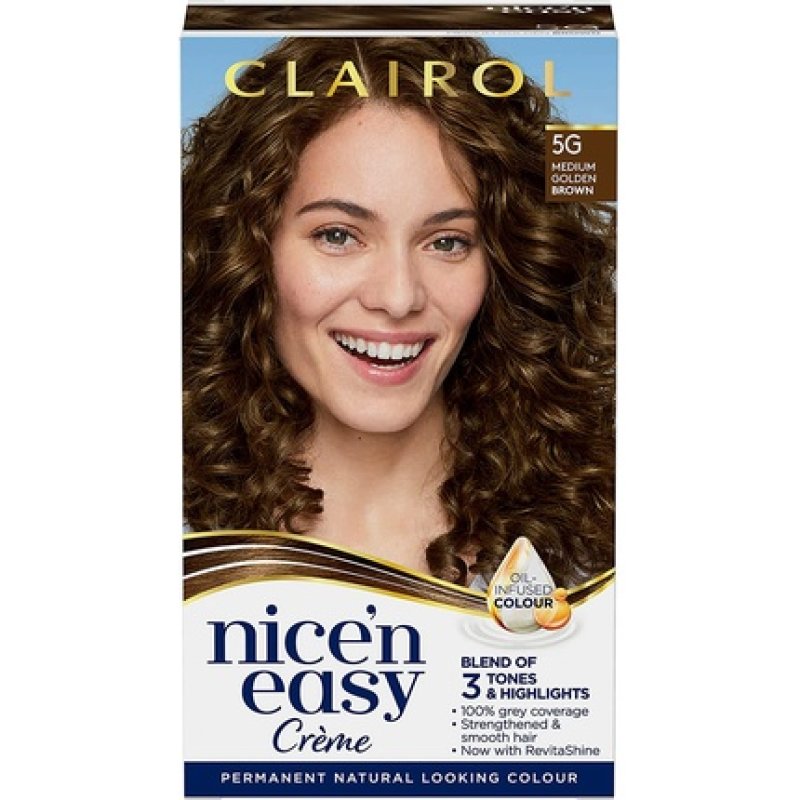 Clairol Nice'n Easy Crème Natural Looking Oil Infused Permanent Hair Dye 5G Medium Golden Brown