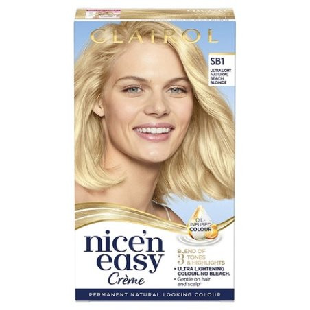 Clairol Nice'n Easy Crème Natural Looking Oil Infused Permanent Hair Dye SB1 Ultra Light Natural Beach Blonde 177ml