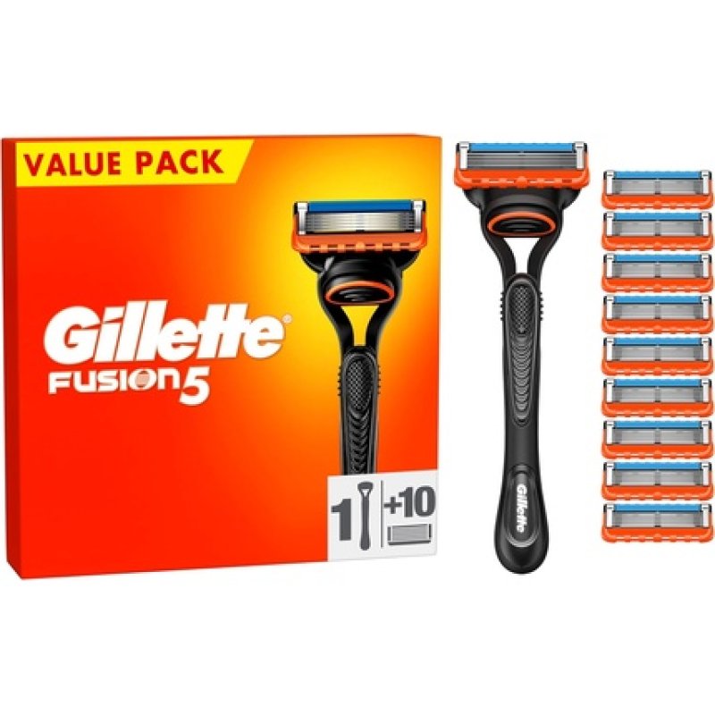 Gillette Fusion5 Men's Razor with Precision Trimmer and 10 Razor Blade Refills 5 Anti-Friction Blades 1 count