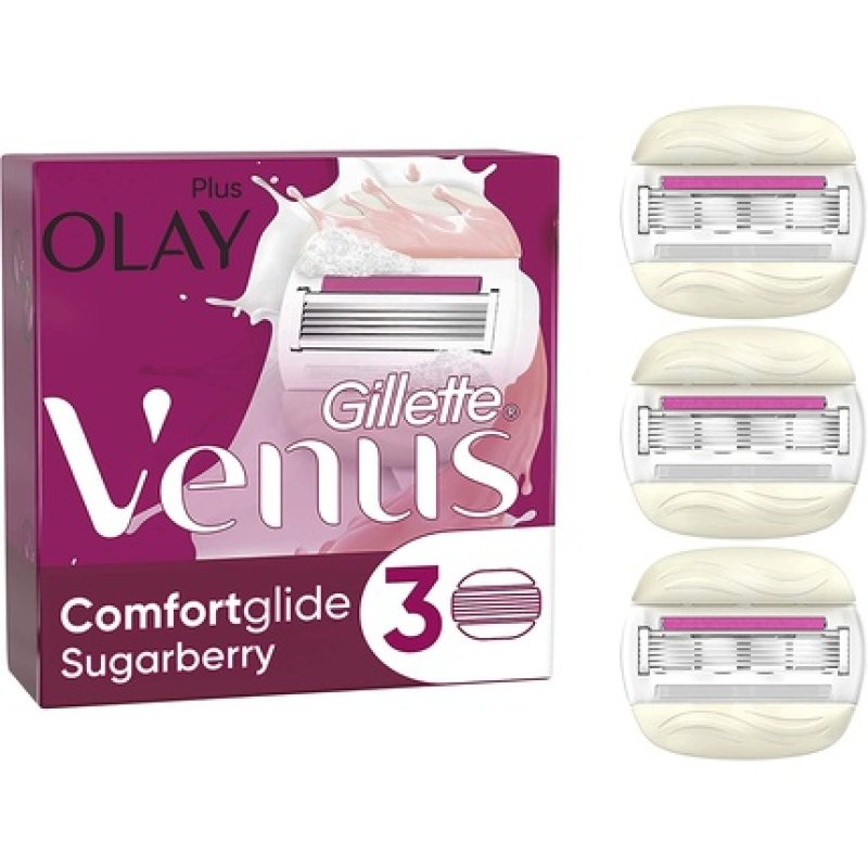 Gillette Venus ComfortGlide Sugarberry with Olay Women's Razor Blades 2-In-1 Refills Lubrastrip with Vitamin E - Pack