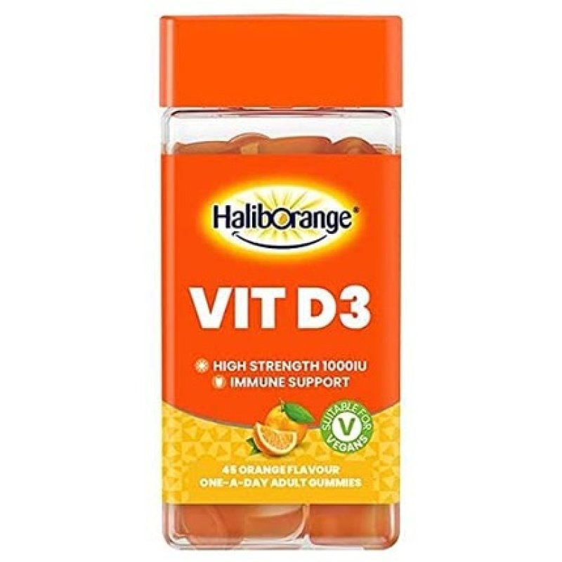 Haliborange Adult Vitamin D3 Immune Support Vegan Gummies 45 Orange 45 Count