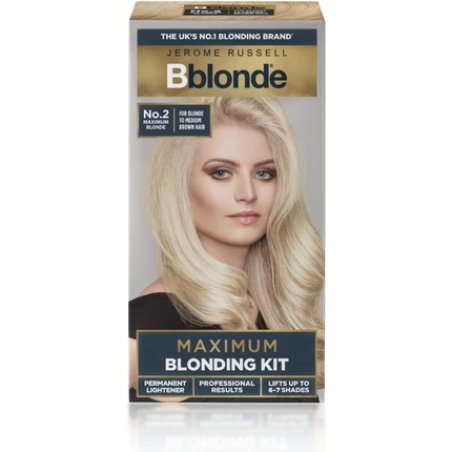 Jerome Russell Bblonde No.2 Maximum Blonding Hair Dye Kit with Avocado Oil Permanent Hair Dye 6-7 Shades