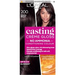 L'Oreal Paris Ammonia Free Semi-Permanent Hair Dye 200 Ebony Black Glossy Hair Colour Natural Looking Finish For up to