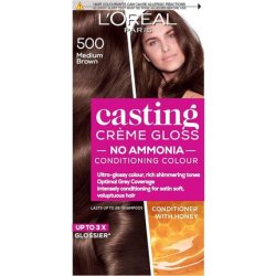 L'Oreal Paris Ammonia Free Semi-Permanent Hair Dye 500 Medium Brown Glossy Hair Colour Natural Looking Finish 1
