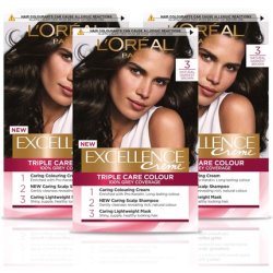 L'Oréal Paris Excellence Crème Permanent Hair Dye 3 Natural Darkest Brown