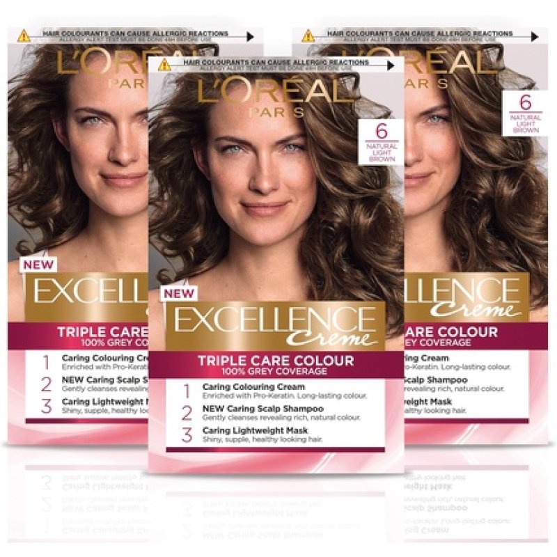 L'Oréal Paris Excellence Crème Permanent Hair Dye 6 Natural Light Brown 1 Count