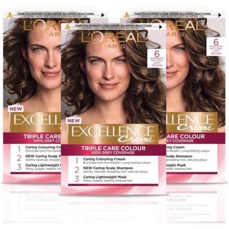 L'Oréal Paris Excellence Crème Permanent Hair Dye 6 Natural Light Brown 1 Count