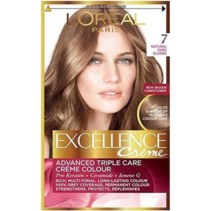 L'Oréal Paris Excellence Crème Permanent Hair Dye 7 Natural Dark Blonde 3 Count