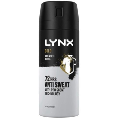 Lynx Gold Anti White Marks 72hrs Protection Antiperspirant 150ml Vanilla and Oud Wood