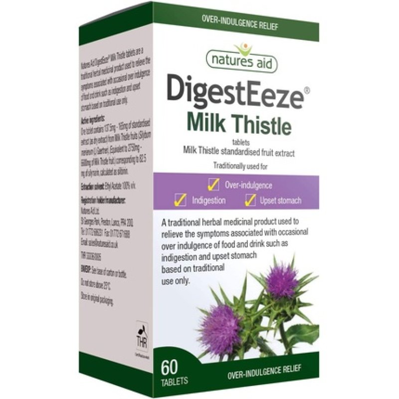 Natures Aid DigestEeze Milk Thistle 150mg 60 Tablets