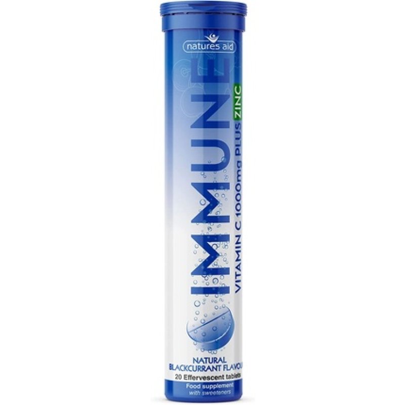 Natures Aid Immune Effervescent with Zinc and Vitamin C Natural Blackcurrant Flavour 20 Tablets