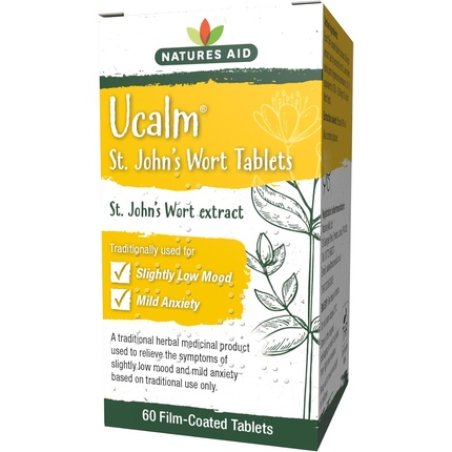 Natures Aid Ucalm St John's Wort Relief of Symptoms of Slightly Low Mood and Mild Anxiety Vegan 60 Tablets 60 Count