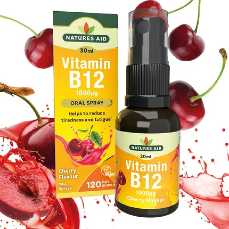 Natures Aid Vitamin B12 Daily Oral Spray 30ml High Strength 1000μg Energy Tiredness Fatigue Healthy Immune Nervous