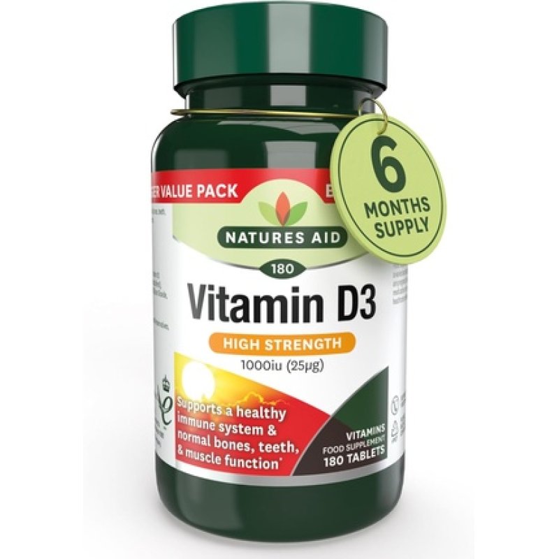 Natures Aid Vitamin D3 1000iu 180 Tablets