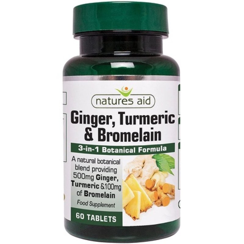 Natures Aid Ginger, Turmeric And Bromelain 60 Tabs