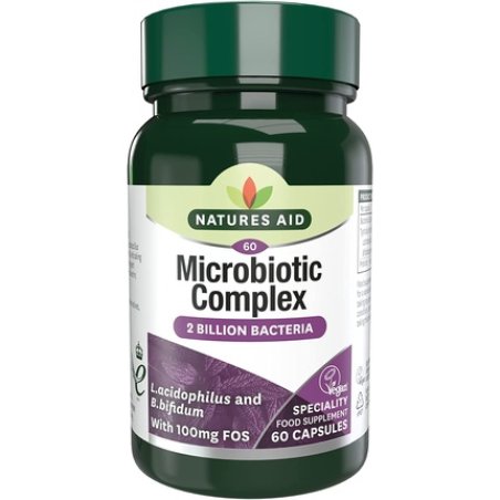 Natures Aid Microbiotic Complex with L. Acidophilus and Bifidus and FOS Vegan 60 Capsules