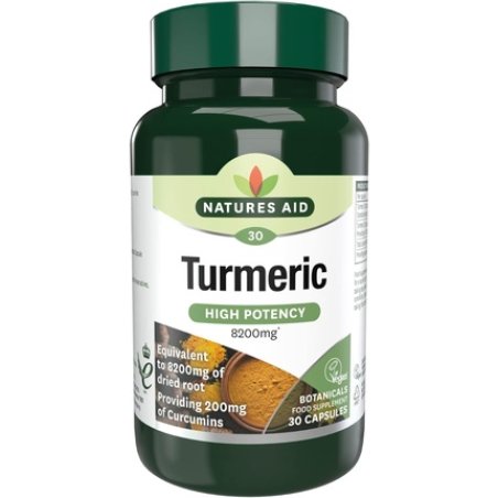Natures Aid Turmeric 8200mg High Potency Extract plus Whole Herb 30 Capsules 30 Count
