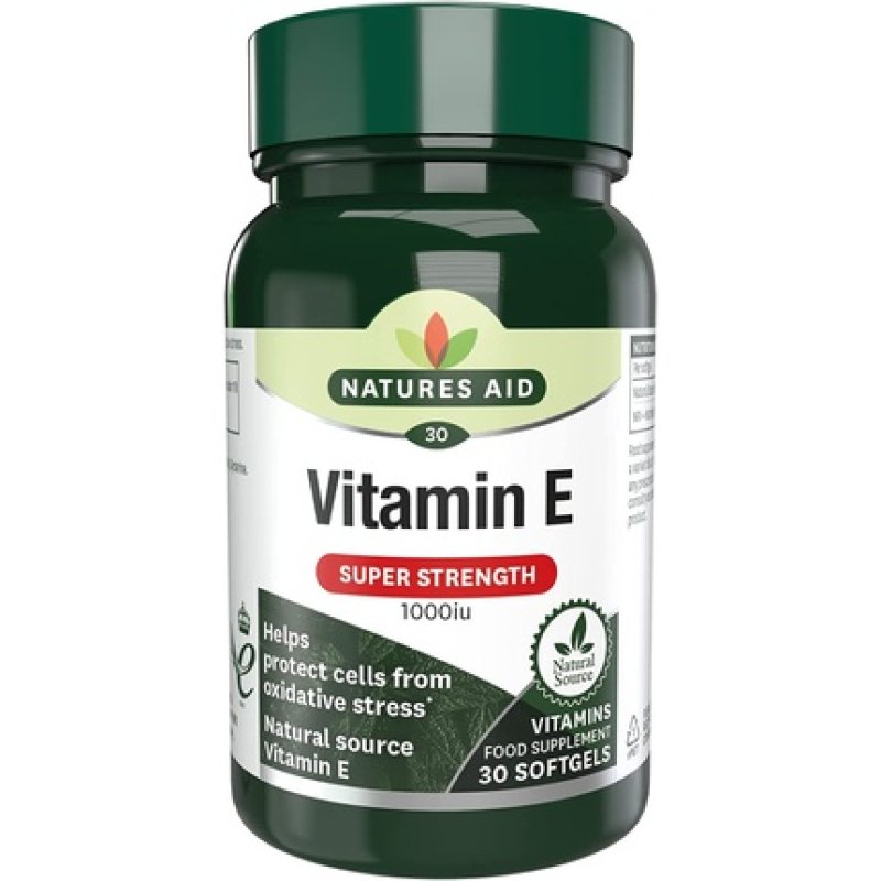 Natures Aid Vitamin E 1000iu Natural Source High Strength 30 Softgel Capsules