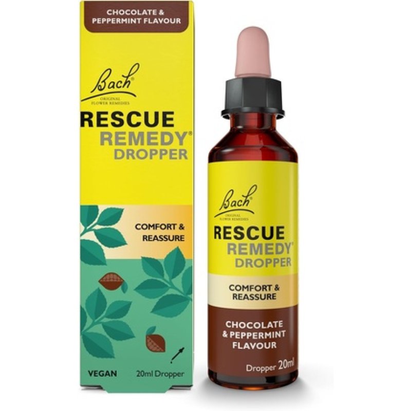 Rescue Remedy Dropper 20ml Chocolate & Peppermint Comfort & Reassurance Alcohol Free Natural Emotional Wellness Day