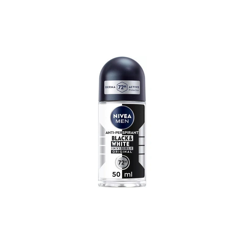Nivea Invisible Black & White Deodorant for Men 48H Antiperspirant Roll-On 50ml