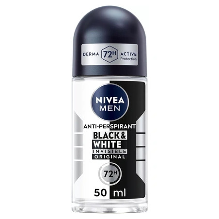 Nivea Invisible Black & White Deodorant for Men 48H Antiperspirant Roll-On 50ml