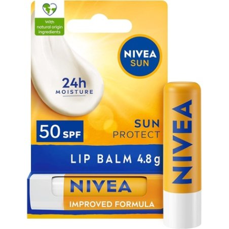 Nivea Sun Protect Caring Lip Balm Spf50 55ml With Shea Butter 24h Moisture Lip Care No White Cast