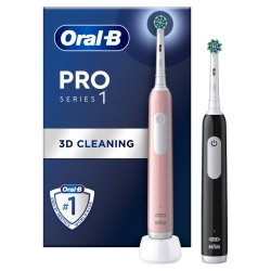 Oral-B Pro 1 Duo Pack Adulte Brosse à dents rotative oscillante Noir, Rose