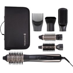 Remington Blow & Dry Caring Air Styler Hot Brush for All Hair Lengths with 6 Styling Attachments - 25mm, 38mm & 50mm