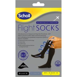 Scholl Flight Socks, Black UK Size 9-12, Unisex Compression Travel Socks- 1 Pair