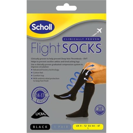 Scholl Flight Socks, Black UK Size 9-12, Unisex Compression Travel Socks- 1 Pair