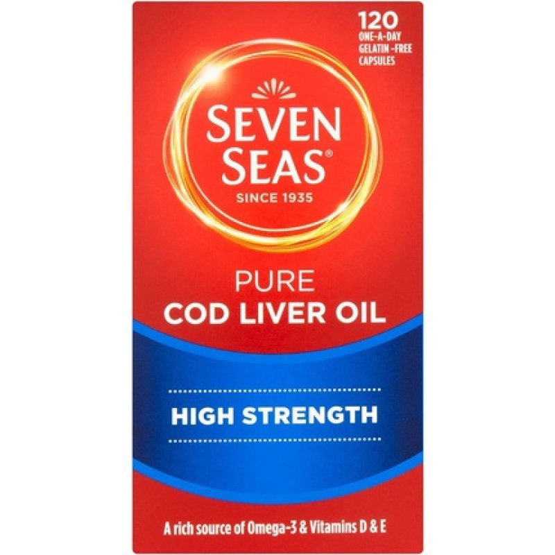 Seven Seas Pure Cod Liver Oil High Strength 120 One-a-Day Capsules