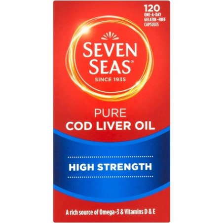 Seven Seas Pure Cod Liver Oil High Strength 120 One-a-Day Capsules