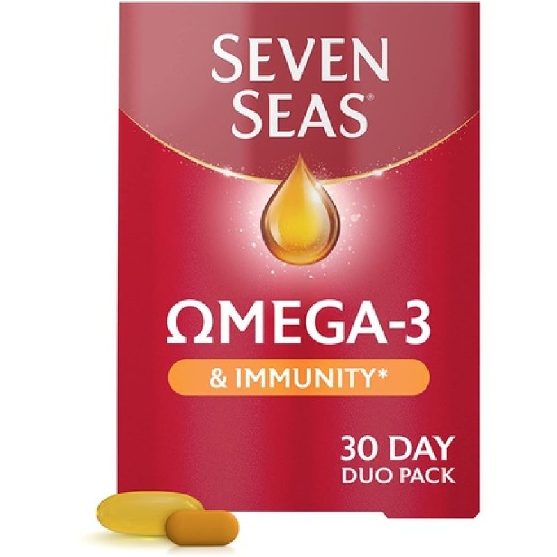 Seven Seas Omega-3 Fish Oil Immunity 60 High Strength Tablets 1000mg with Vitamin C and Zinc - Pack of 2