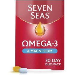 Seven Seas Omega-3 Fish Oil & Magnesium High Strength Tablets with Vitamin D 60 Tablets - Pack of 2
