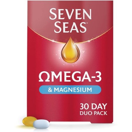 Seven Seas Omega-3 Fish Oil & Magnesium High Strength Tablets with Vitamin D 60 Tablets - Pack of 2