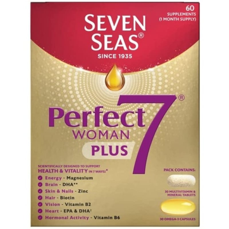Seven Seas Perfect7 Woman Multivitamin with Omega-3 Nutrients and Fish Oil 60 Tablets - Pack of 2