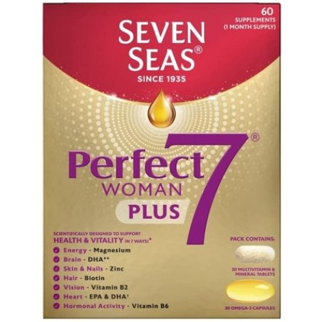 Seven Seas Perfect7 Woman Multivitamin with Omega-3 Nutrients and Fish Oil 60 Tablets - Pack of 2