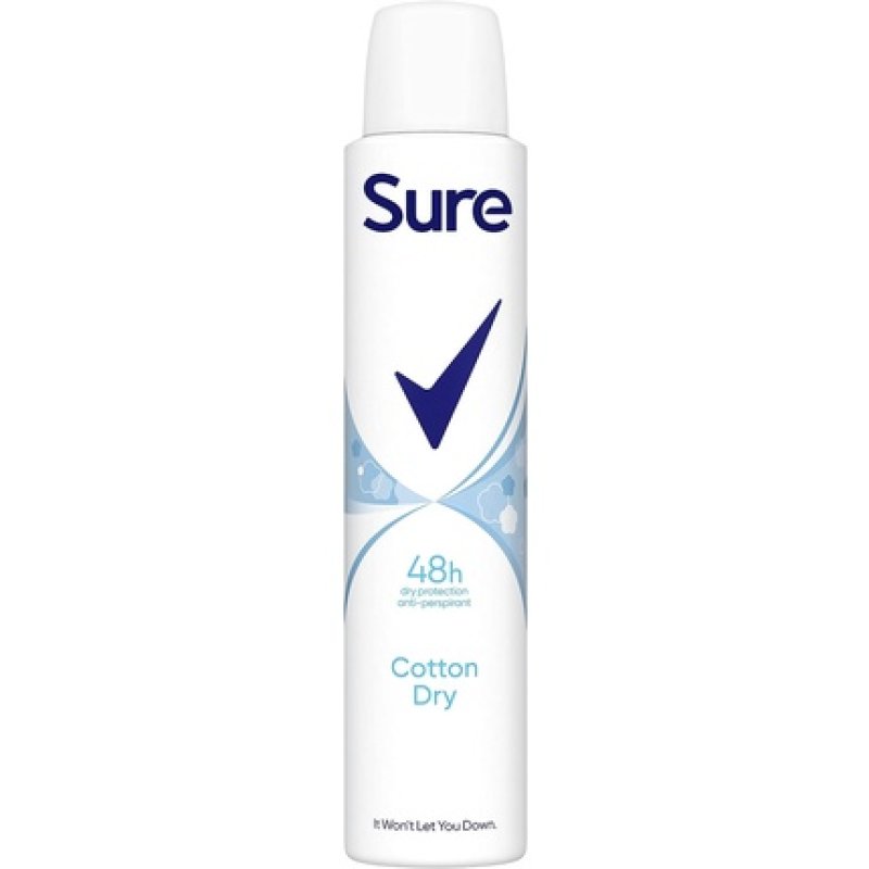 Sure Cotton Dry Anti-Perspirant Aerosol Deodorant for Women 48-Hour Sweat and Odor Protection 200ml Fresh