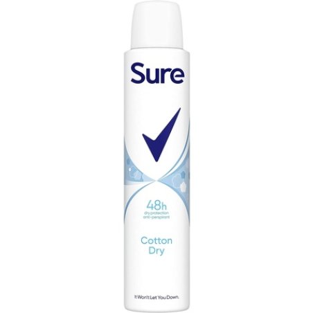 Sure Cotton Dry Anti-Perspirant Aerosol Deodorant for Women 48-Hour Sweat and Odor Protection 200ml Fresh
