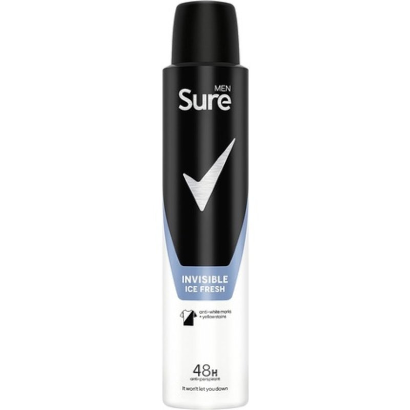 Sure Men Invisible Ice Fresh Anti-Perspirant Aerosol Deodorant for Men 48-Hour Protection 200ml