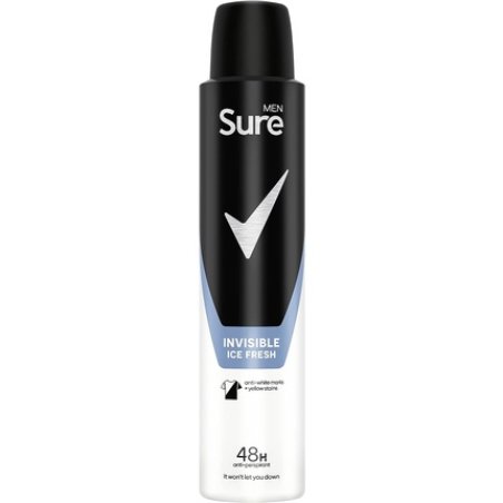 Sure Men Invisible Ice Fresh Anti-Perspirant Aerosol Deodorant for Men 48-Hour Protection 200ml