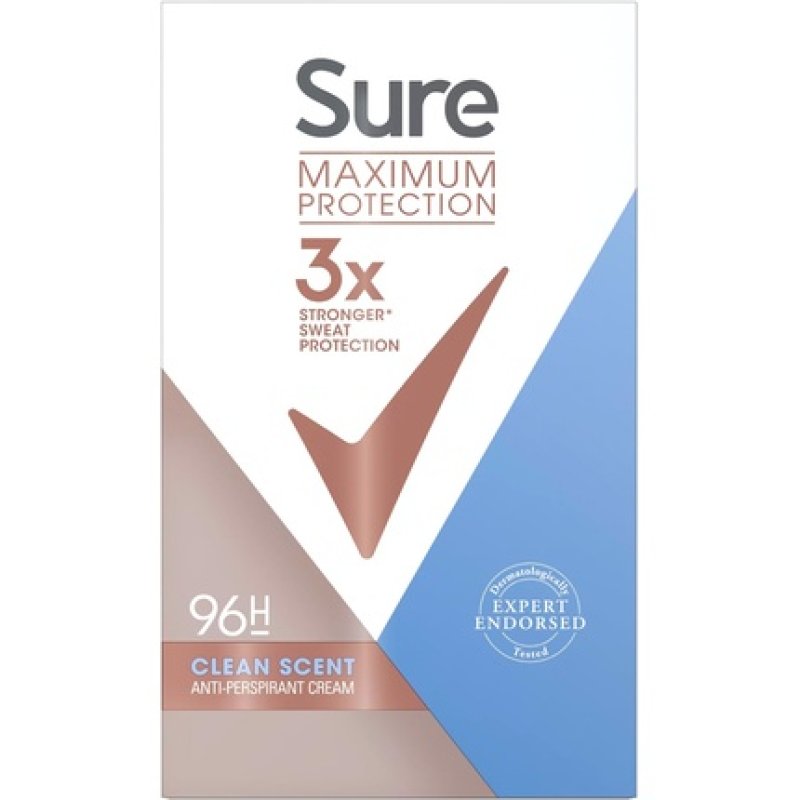 Sure Maximum Protection Clean Scent Deodorant Cream Stick Women's Anti-Perspirant 45ml