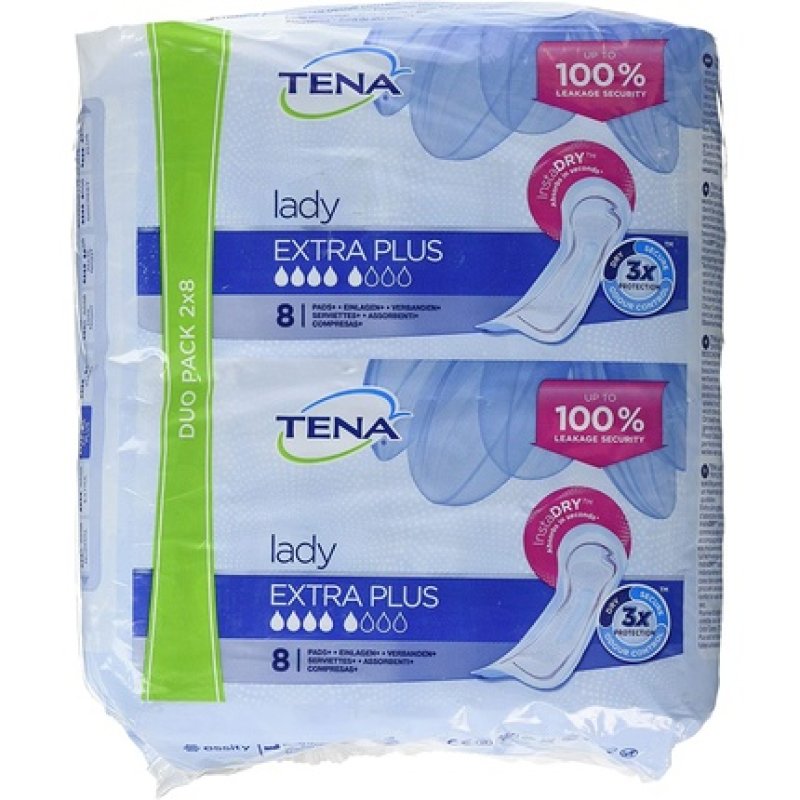TENA Lady Extra Plus Pad 8 Count - Pack of 16