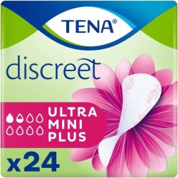TENA Discreet Ultra Mini Plus Incontinence Pads White 24 Count