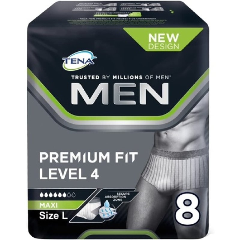 Tena Men's Premium Pants Large Pack Of 8