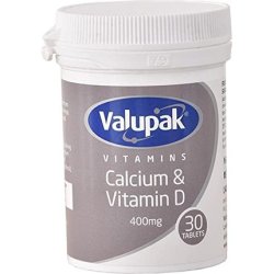 Valupak Calcium Vitamin D 400mg VP101 Tablets 30 Count