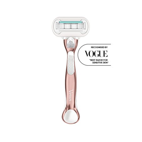 Gillette Venus Deluxe Smooth Sensitive Women's Razor with Rose Gold Metal Handle and Aloe Vera Lubrastrip