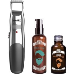 Wahl Beard Trimmer Gift Set for Men with Beard Oil, Beard Wash, Facial Hair Shampoo - Male Grooming Kit